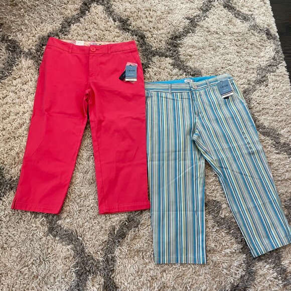 NWT IZOD striped capris 23" size 8P - multicolor pinstripe - golf stretch - Picture 10 of 10